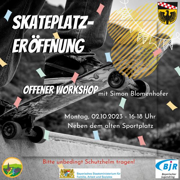 Flyer Eröffnung Skateplatz mit Eckdaten